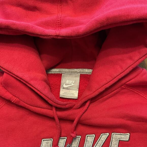 Nike Hoodie Mens Large Red Sportswear Pullover Swoosh Logo Sweatshirt Cotton - Picture 6 of 9